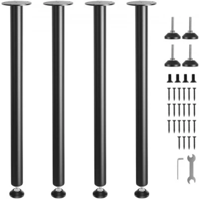 Image de VEVOR Pied de Table 4PCS Pieds Bureau Réglables 76,2 cm en Acier Massif Capacité Charge 544 kg Installation Rapide Meubles Noirs Robustes pour Bricolage Maison Salle à Manger