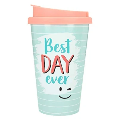 Afbeelding van Depesche 2180.004 to go beker van kunststof met opschrift &quot;Best Day Ever&quot;, meerkleurig, 350 ml