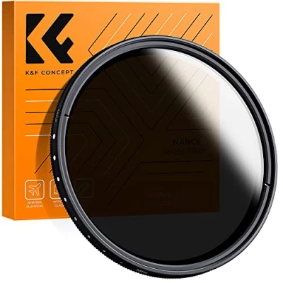 Afbeelding van K&amp;F Concept Verstelbaar ND filter 46 mm ND2 ND400 grijs variabel Slim Fader met reinigingsdoek voor Canon Nikon DSLR cameralens