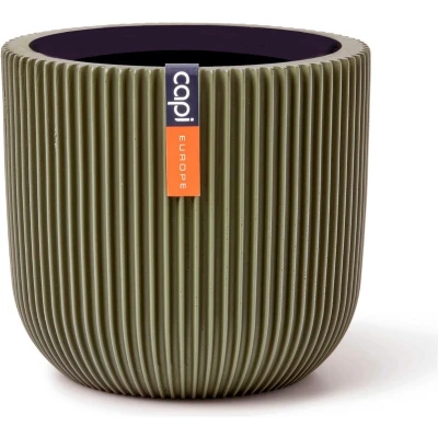Afbeelding van Capi Europe Bloempot bol Groove Colours 9x8 Groen Opening Ø7.2 voor binnen 5 jaar garantie BGVGN139