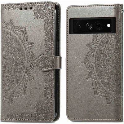 Afbeelding van iMoshion Hoesje Geschikt voor Google Pixel 7 Pro Met Pasjeshouder Mandala Bookcase Grijs