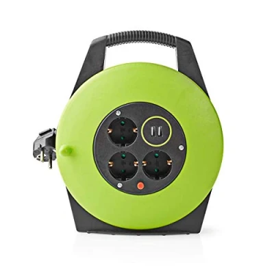 Afbeelding van Kabelhaspel Nedis 10 meter (3 voudig, USB, 3 x 1.5 mm²)