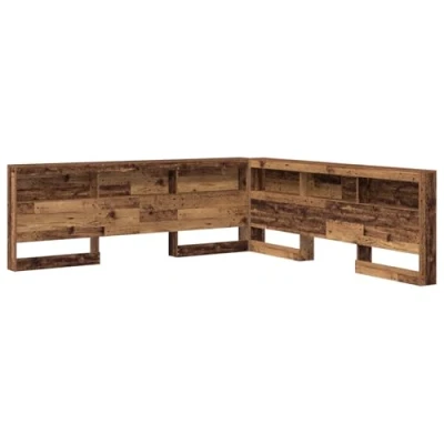 Afbeelding van vidaXL Opberghoofdbord met plank hoofdeinde opslag Oud hout 200 cm Bewerkt