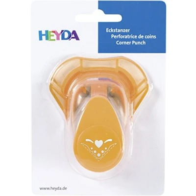 Afbeelding van Heyda 203687572 Hoekperforator, bloemenpatroon, 2,5 cm, motief: oranje hart
