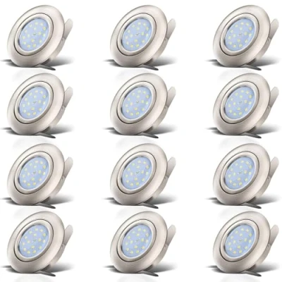 Afbeelding van B.K.Licht Inbouwspots LED 12 stuks ronde voor binnen kantelbaar spotjes inbouw IP23 Ø8.2cm 3.000K 400Lm 5W nikkel