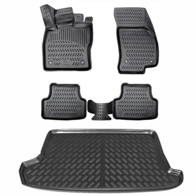 Afbeelding van ELMASLINE 3D rubberen mat en kofferbakmat voor Hyundai Tucson 2021 2024, hoge rand, niet geschikt hybride plug ins, modellen zonder subwoofer