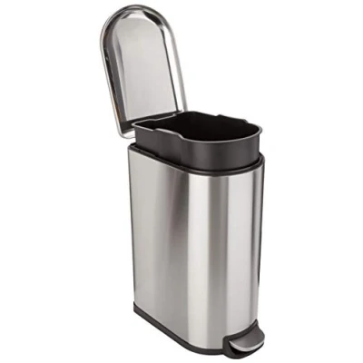 Afbeelding van Amazon Basics Rechthoekige afvalbak met zachte sluiting, voor smalle ruimtes, 40 l