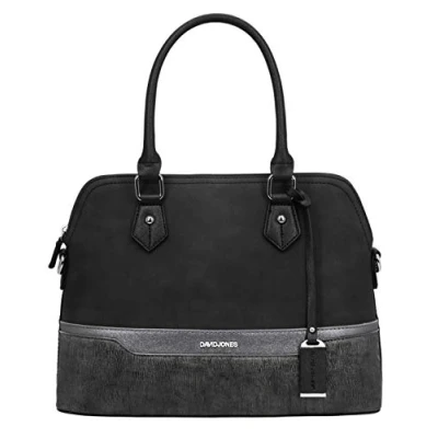 Afbeelding van David Jones Handtas voor dames Bugatti draagtas met strepen van PU leer, meerkleurig, schouderriem, shopper, elegant, satchel, dames, mode, stad, chic, modieus, origineel, zwart., Chique