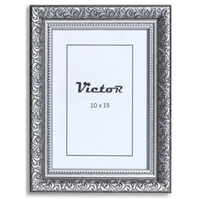 Afbeelding van Victor antieke fotolijst &quot;Rubens&quot; zwart zilver in 10x15 cm staaf: 30x20 mm echt glas barok