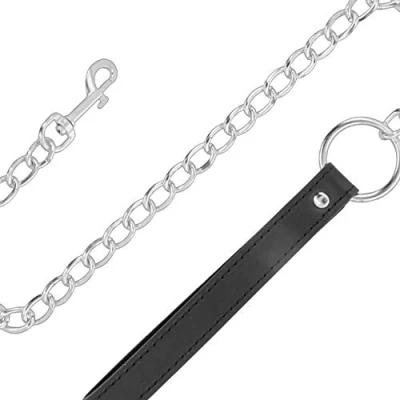 Afbeelding van Darkness BONDAGE Black Soft Collar With Leash Leather