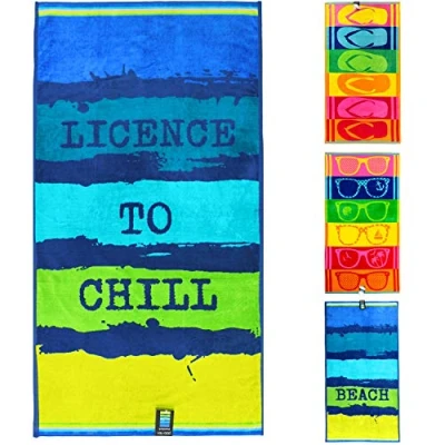 Afbeelding van 90 x 180 cm badhanddoek strandlaken handdoek 100% katoen velour badstof onderhoudsvriendelijk., chill,