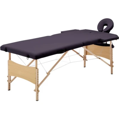 Afbeelding van vidaXL Massagetafel inklapbaar 2 zones hout paars