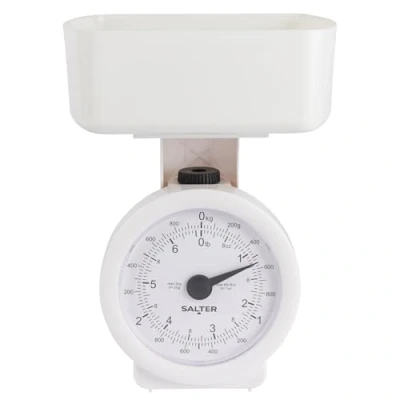 Afbeelding van Salter 112 WHWHDR analoge mechanische keukenweegschaal met kom, 3 kg, gemakkelijk af te lezen schaal, vaatwasmachinebestendig, compacte opslag, afneembare kom van 1 liter, zonder
