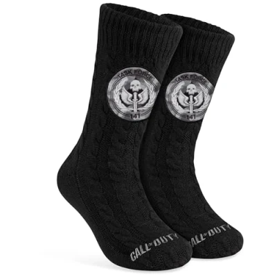 Afbeelding van Call of Duty Pantoffels voor heren, winter, herensokken, antislip, cadeau, gamer, volwassenen, jongeren, eenheidsmaat, zwart.