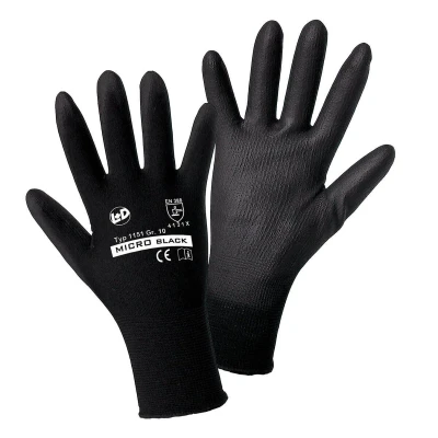 Afbeelding van L+D worky MICRO black Nylon PU 1151 L Werkhandschoen Maat (handschoen): 9, Cat II 1 stuk(s)