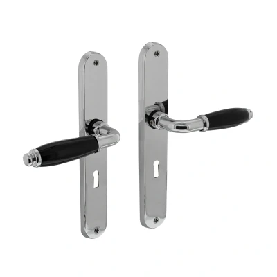 Afbeelding van Intersteel Deurkruk Courgette met ovaal schild 235x40x8mm sleutelgat 56mm chroom