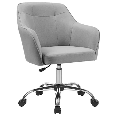 Afbeelding van SONGMICS Bureaustoel, Comfortabele draaistoel, Ergonomische zitting, in Hoogte verstelbaar, Draagvermogen 120 kg, stalen frame, Imitatielinnen Stof, voor Bureau, Lichtgrijs OBG019G02