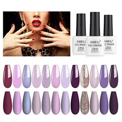 Afbeelding van AIMEILI Semi permanente nagellak, 12 kleuren, UV, LED, soak off, gel, set van 8 ml, 19