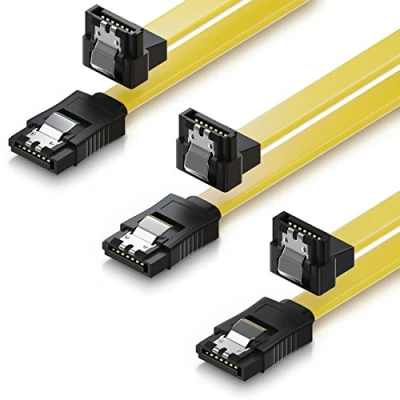 Afbeelding van deleyCON 3x 50cm SATA III Kabel S ATA 3 Gegevenskabel 6 GBit/s Verbindingskabel voor HDD SSD Metalen Clip 1x Rechte 90 L Type Stekkers Geel