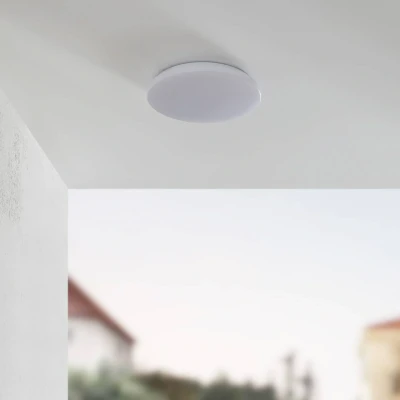 Afbeelding van Lindby LED plafondlamp 1licht kunststof H: 5.5 cm opaalwit Inclusief lichtbron