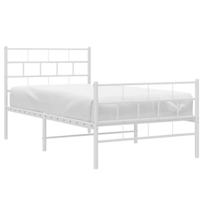 Afbeelding van Bedframe met hoofd en voeteneinde metaal wit 80x200 cm