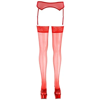 Afbeelding van Cottelli Collection Jarretel Kousen met Spannend Uiterlijk en Fijne Pasvorm voor Pure Verleiding Maat S Rood
