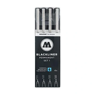 Afbeelding van Molotow Blackliner 4x marker set 1 Fineliner met 4 maten schetspennen