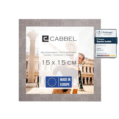 Afbeelding van CABBEL Fotolijst, stabiele mdf lijst met onbreekbaar plexiglas, om op te hangen en neer zetten, ideaal voor foto&#039;s, afbeeldingen, collages, grijs (beton), 15 x cm