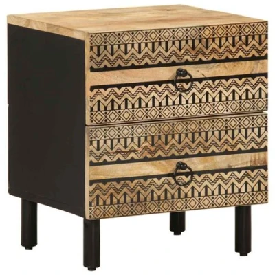 Afbeelding van vidaXL Nachtkastje 40x33,5x46 cm massief ruw mangohout zwart