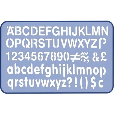 Afbeelding van Lettersjablonen Sjabloon met letters Alfabet ABC Cijfers H:10mm 8x15cm H91 Helix