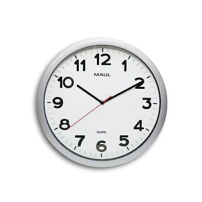 Afbeelding van Wandklok MAUL Step Quartz diameter40x5cm kunststof zilver/wit stildraaiend