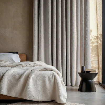 Afbeelding van Gordijnen Bouclé Haken Of Ringen Zand 150x250 Cm 60% Verduisterend &amp; Boucle Fresh And Co Dekbed Discounter.nl