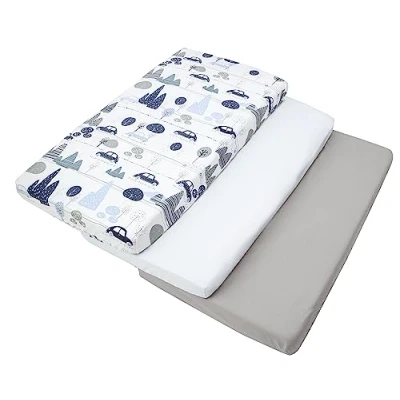 Afbeelding van Medi Partners Hoeslaken voor babybed, 60 x 120 cm, 100% katoen, beddengoed baby&#039;s, matras, kinderen, slaapzak, 3 stuks