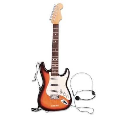 Afbeelding van Bontempi rock On Draadloze elektronische gitaar met microfoon, schouderriem en vooraf opgenomen liedjes, 67 cm