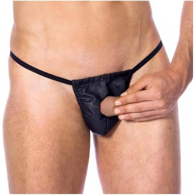Afbeelding van Rimba Bondage Play Leren herenslip met gat voor penis