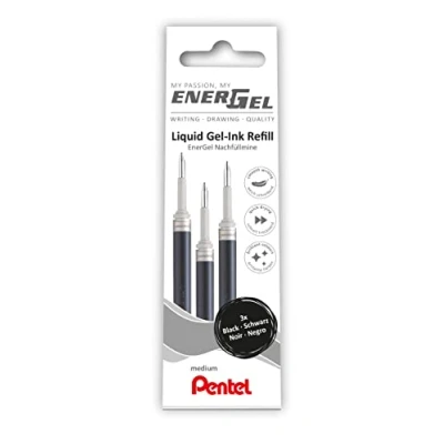 Image de Pentel EnerGel LR7 Lot de 3 recharges pour stylo gel 0,7 mm Noir