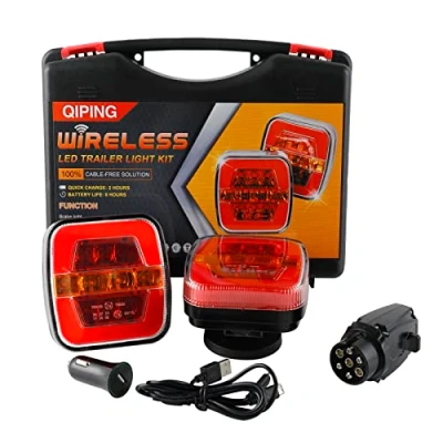 Afbeelding van Qiping Draadloze aanhangerlichtset, magnetisch, 12 V, led, achterlicht, draadloos, voor auto, vrachtwagen, caravan, camper, oplaadbaar, waterdicht, E9 10R 05 goedgekeurd