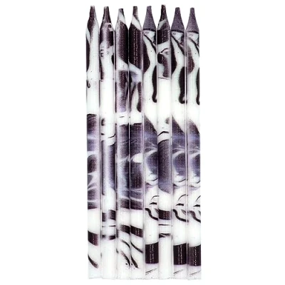 Afbeelding van Folat Kaarsjes marmer zwart 10 cm (24 stuks)