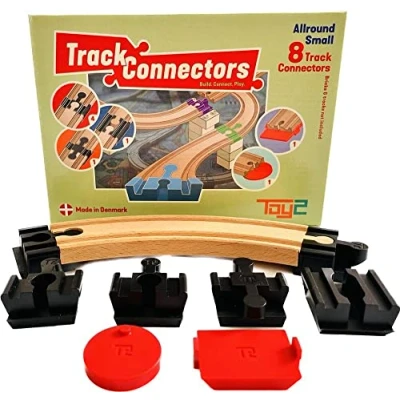 Afbeelding van Toy2 Allround Small Track Connectors Treinbaanonderdelen Houten Treinbaan geschikt voor LEGO DUPLO©, HUBELINO, BioBuddi, Hape, BRIO©, IKEA