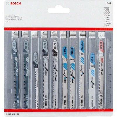Image de BOSCH 2607011171 Jeu de lames scie sauteuse All in One 10 pièces