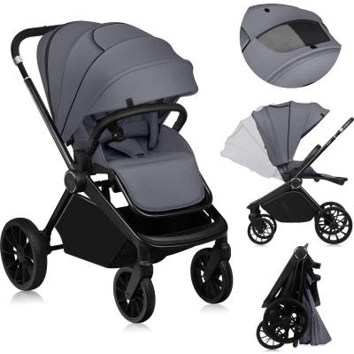 Afbeelding van Lionelo Mika Plus Kinderwagen All Terrain Wielen Lichtgewicht Verstelbare Zitting XXL Kap met UPF 50+ Compact Opvouwbaar Inclusief Accessoires