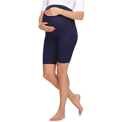 Afbeelding van Be Mammy MS MS10 299 LE Dames Zwangerschapsleggings Leggings Sport Vrijetijdsbroek Kort Katoen Sporbroek Yogabroek Marineblauw XXL