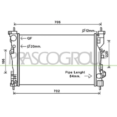 Afbeelding van PRASCO AA344R002 Radiateur Aluminium 612 416 23 met snelkoppelingen Koelribben mechanisch gelast