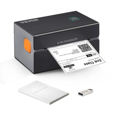 Image de VEVOR Imprimante d&#039;étiquettes Thermique Direct 4x6 Code Barre USB Bluetooth 150 mm/s 300 dpi Colis Expédition Compatible Amazon/eBay/Etsy/UPS Prise Charge Windows/MacOS/Linux/Android/IOS/Chromebook Noir