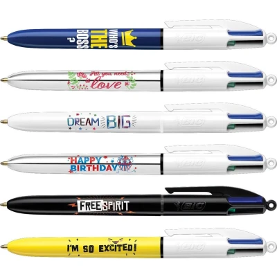 Afbeelding van Balpen Bic 4 kleuren medium Botonical &amp; Tie Dye