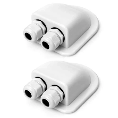 Afbeelding van QWORK 2 delige dakdoorvoer IP68 waterdichte ABS solar dubbele kabelgoot voor satelliet airconditioning camper caravan boot
