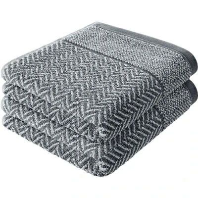 Afbeelding van herzbach home Set van 2 servetten 100% katoen 50 x 100 cm met patroon, antraciet