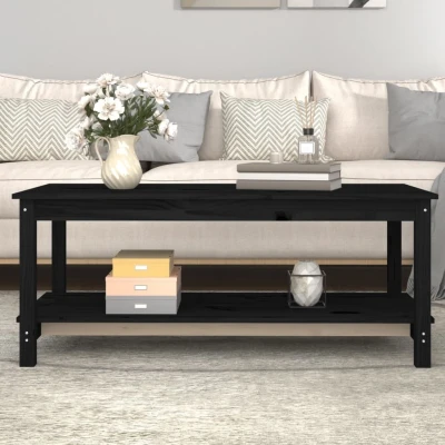 Afbeelding van Salontafel 110x55x45 cm massief grenenhout zwart