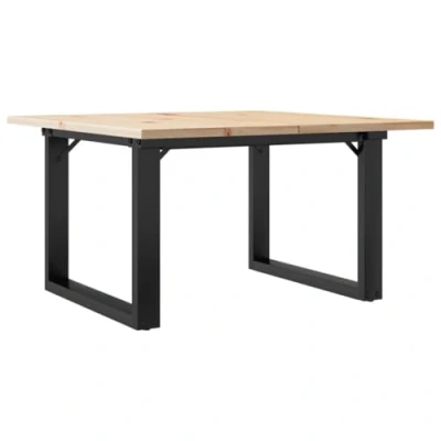 Afbeelding van vidaXL Salontafel O frame 70x70x40 cm massief grenenhout en staal