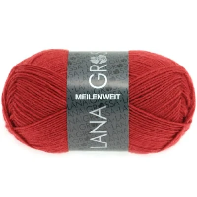 Afbeelding van Lana Grossa MEILENWEIT 50 g effen 4 draads sokkenwol met 80% scheerwol, 210 m, kleur: 1419 Indiaas rood